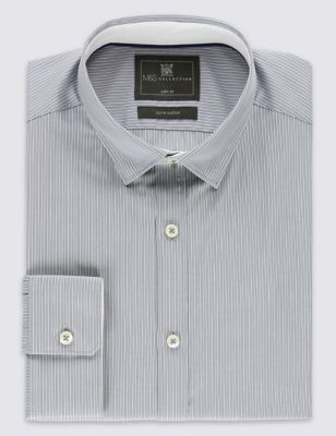 Pure Cotton Easy to Iron Striped Slim Fit Shirt